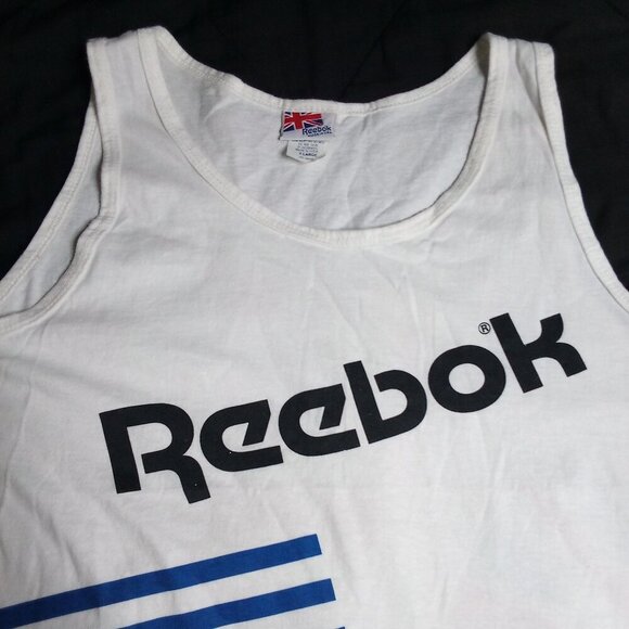 Vintage 90s Reebok Big Logo AOP Tank Top Shirt - Picture 1 of 6